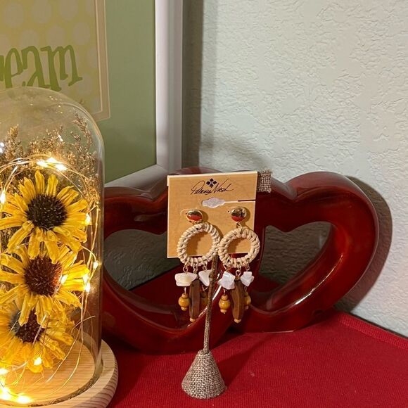 NWT Patricia Nash Boho Earrings with Wood Accents #PNER - Picture 2 of 6